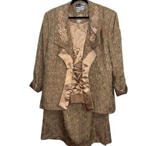 Ben Marc International Womens 3-Piece Set Size 22: Embroidered Jacket Satin Top